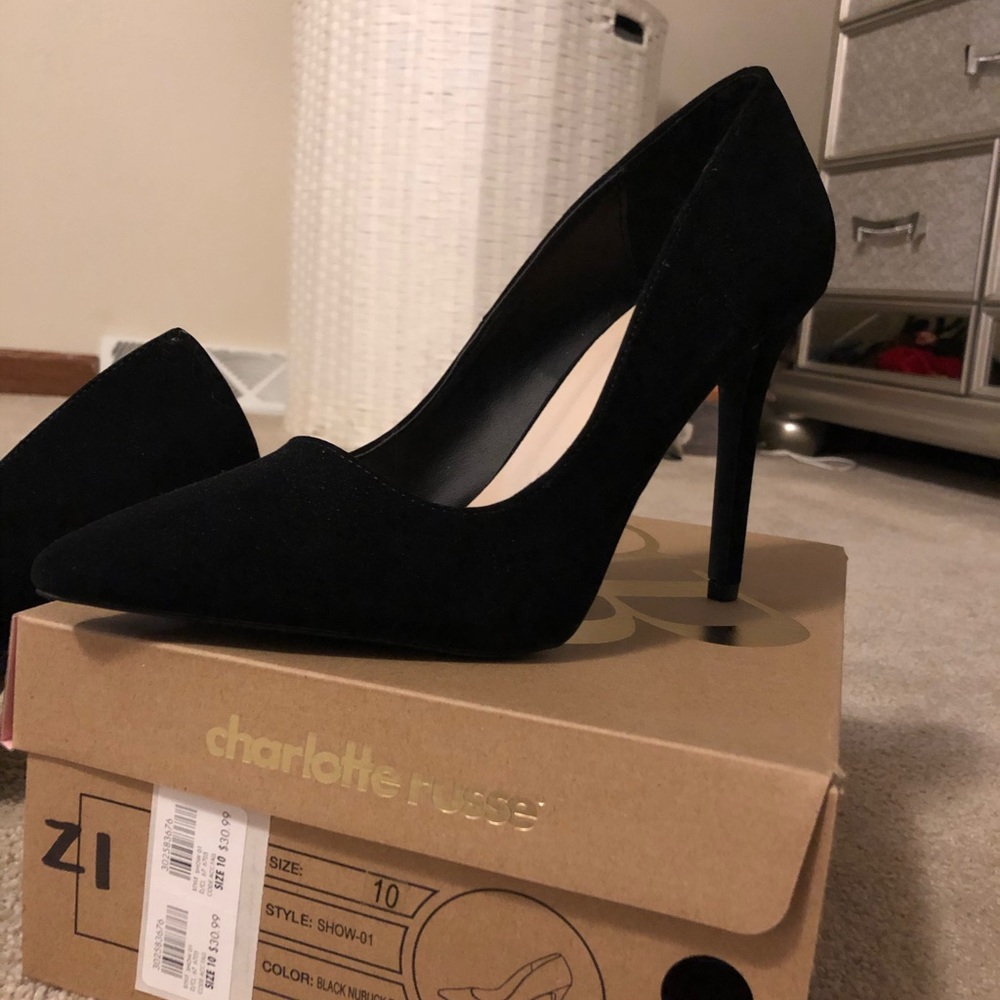 Charlotte Russe Black Suede Pumps size 10